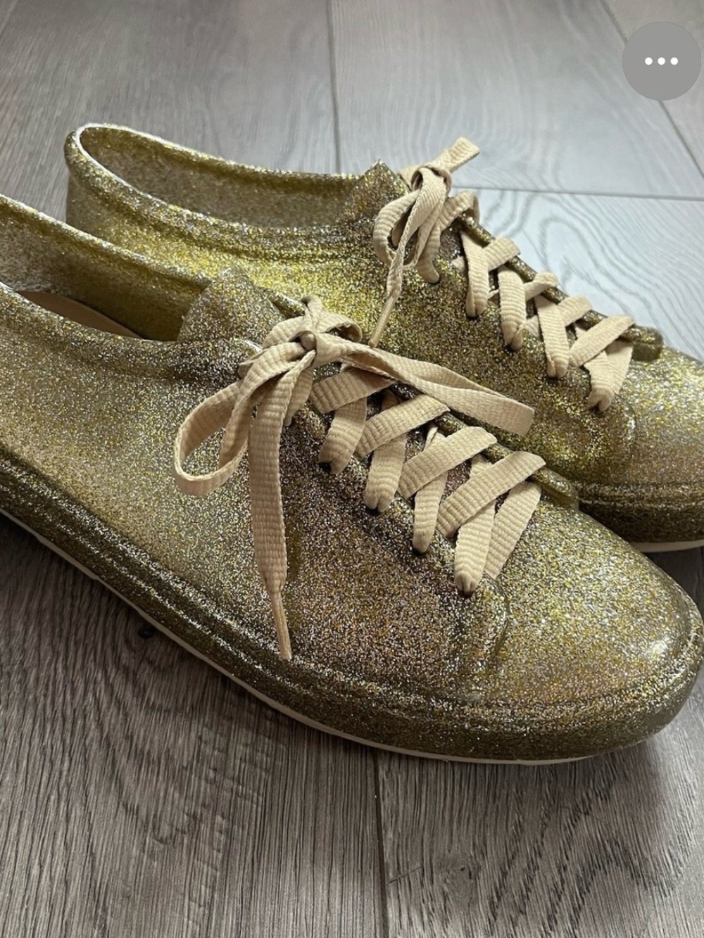 Melissa Gold Glitter Lace-Up Woman’s Sneakers 9 - Picture 4 of 4